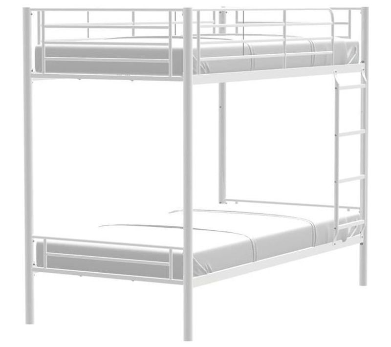Lits Superposés Séparables En Métal - Blanc - Sommiers Inclus - 2x 90 X 190 Cm - Abby