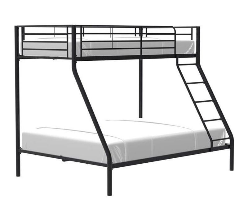 Bruce Lits Superposés 3 Places - 90/140 X 190 Cm - Noir- En Métal - Sommiers Inclus