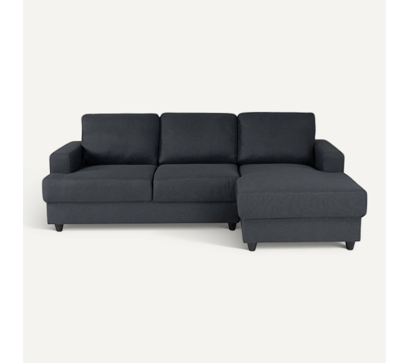 Canapé D'angle Droit 4 Places  - Tissu Gris Anthracite - L 215 X P 140 Cm