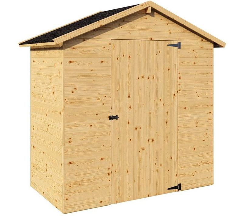 Abri De Jardin En Pin Brut 1,86 M² - Panneaux 12 Mm, Toit Bitumé, Porte 82×160 Cm
