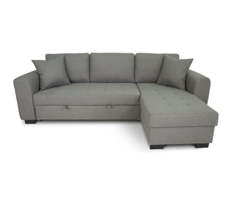 Canapé D'angle Convertible Réversible 4 Places - Tissu Gris Clair - L 244 X P 151 X H 90 - -fabriqu