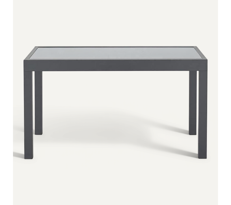 Table Jardin Extensible 135–270×90×75 Cm — Aluminium, Verre Trempé, Gris