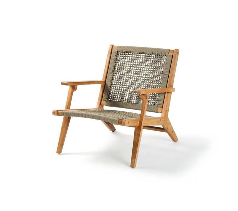 Fauteuil Bas En Bois D'acacia Fsc Et En Résine Tressée - 1 Personne - Merida - Vert Olive