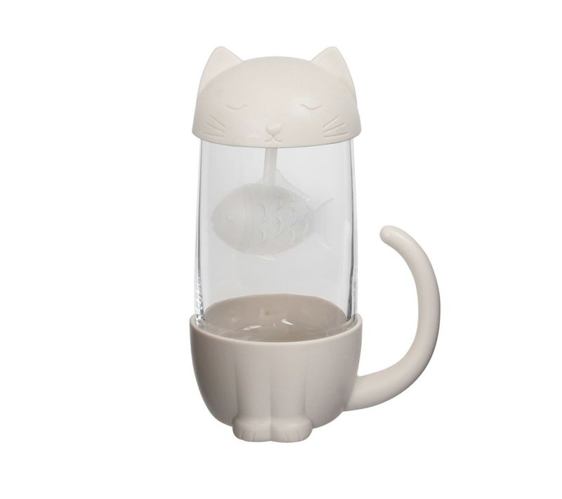 Tasse Et Infuseur à Thé Chat Blanc