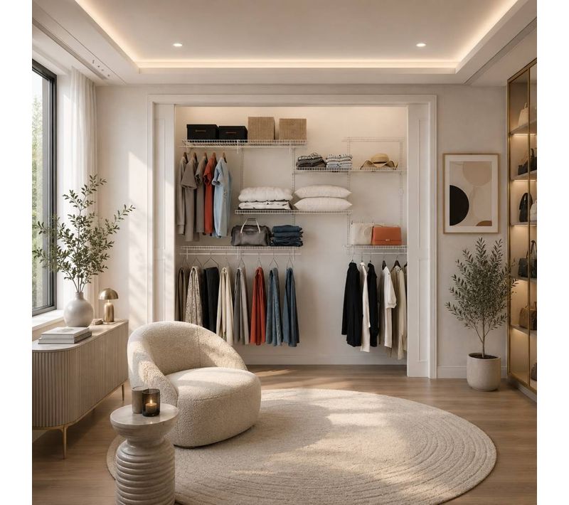 Dressing Crémaillère - étagère Mural Industriel - Modulables - Blanc - 47 Pièces - 2,38x1,22m