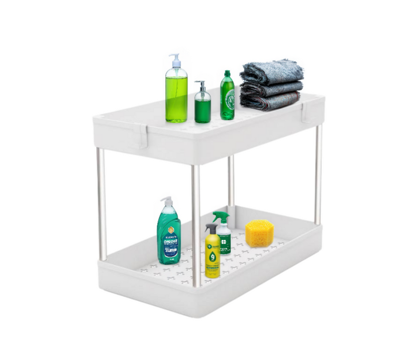 Rangement Sous Evier- Étagère Cuisine - Blanc - 2 Niveaux