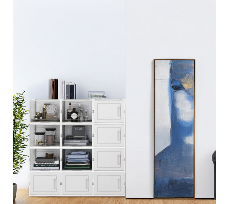 Lot De 12 Boîtes à Chaussures/rangement Empilables En Plastique Avec Porte Et Aération 36x28x21cm