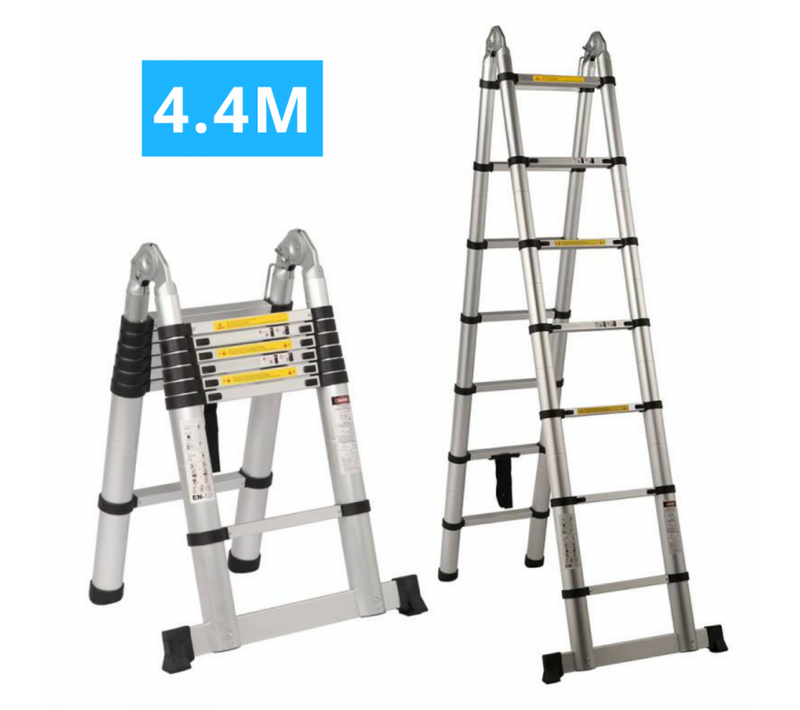 Echelle/escabeau Télescopique Double - Aluminium 2x7 Marches H4.4m (2,2+2,2)
