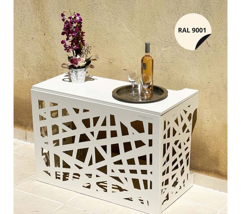 Cache Climatisation Amazonian Aluminium Beige Clair Ral9001 - Moyen  L 110 X H 80 X P 55 Cm