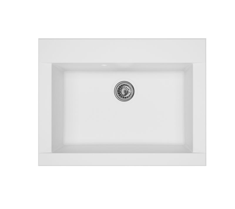 Evier résine 2 bacs 66x50 cm HEXO Blanc