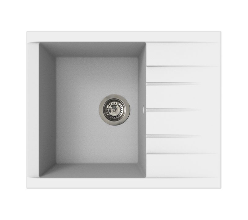 Evier résine 1 bac 62x50 cm CUBE Blanc