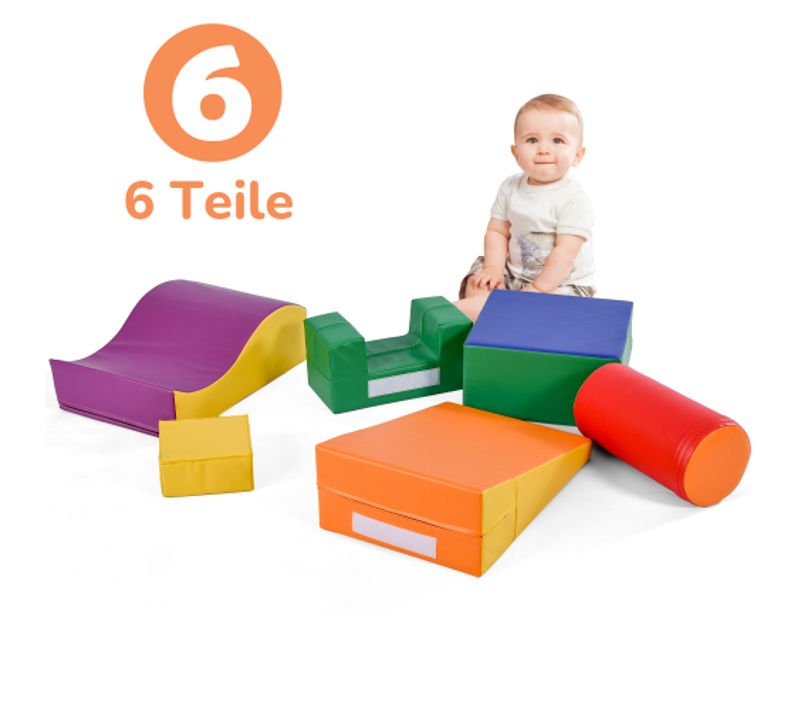 6 Blocs De Construction Géants Pour Enfants à L'âge Préscolaire Et Bébés, Blocs Souples, Colorés