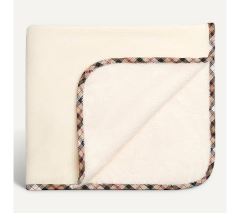 Couverture Tartan Double Polaire Beige 70x80