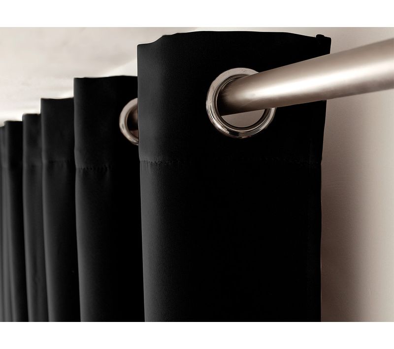 Rideau Occultant Basic Grande Hauteur Noir 140 X 280 Cm - Enjoy Home