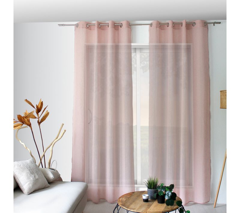 Voilage Tamisant Avec Jour Échelle - 140 X 240 Cm - Beige Rose