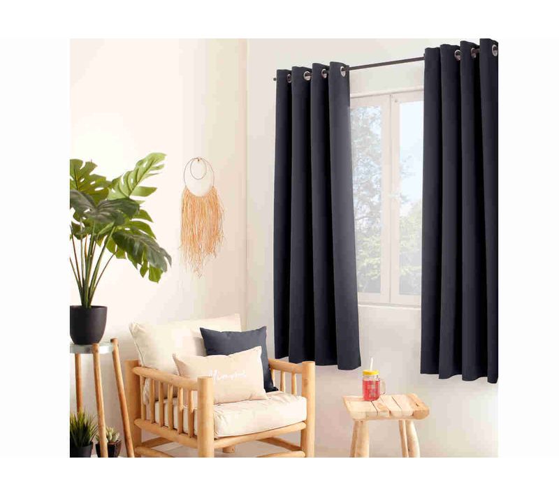 Rideau Thermique En Microfibre Doublée - 135x180 Cm - Gris Foncé