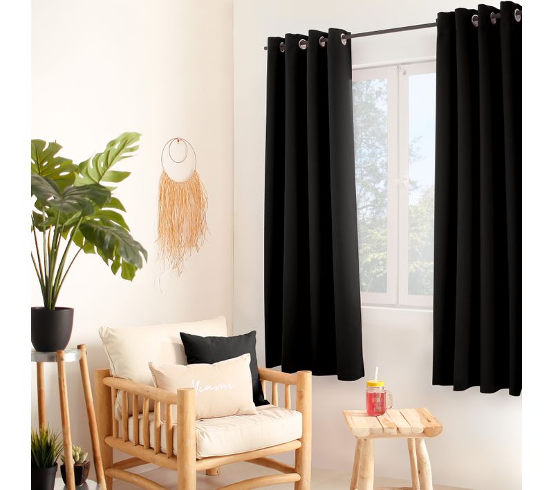 Rideau Thermique En Microfibre Doublée - 135x180 Cm - Noir