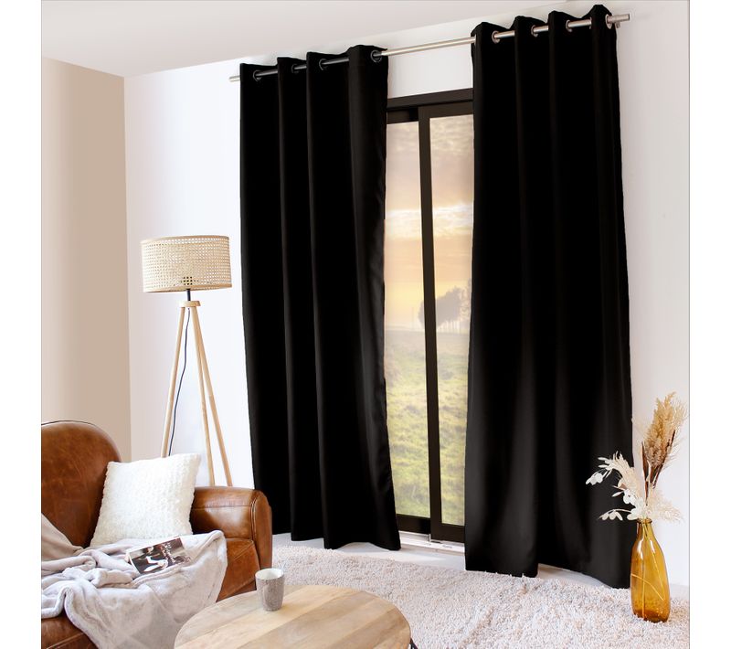 Rideau Thermique En Microfibre Doublée - 135x240 Cm - Noir