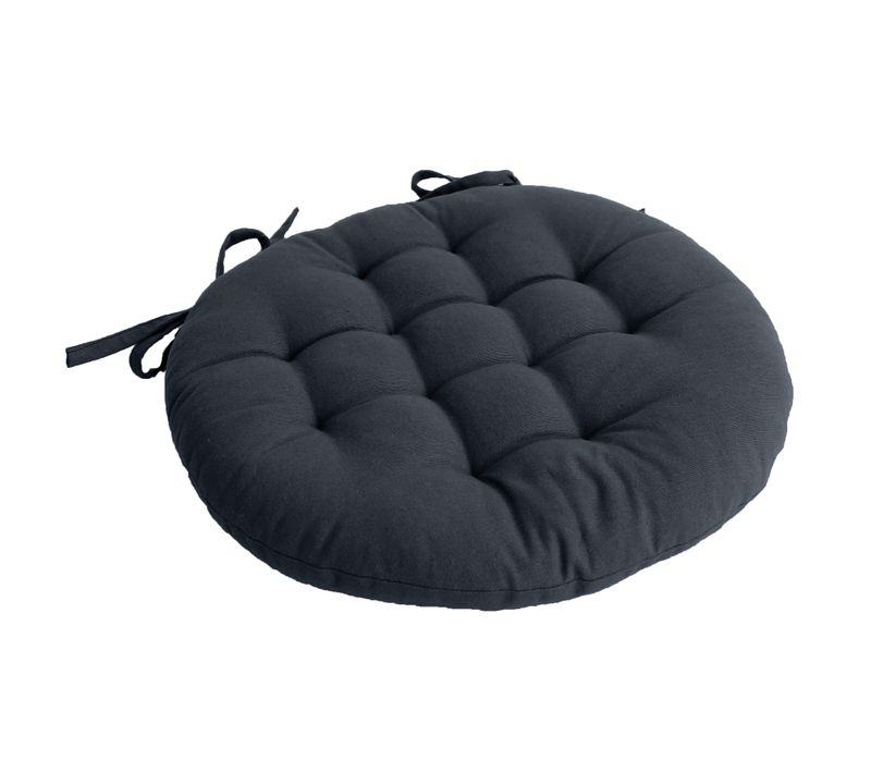 Galette De Chaise Piquée Et Ronde - 38x38 Cm - Gris Foncé