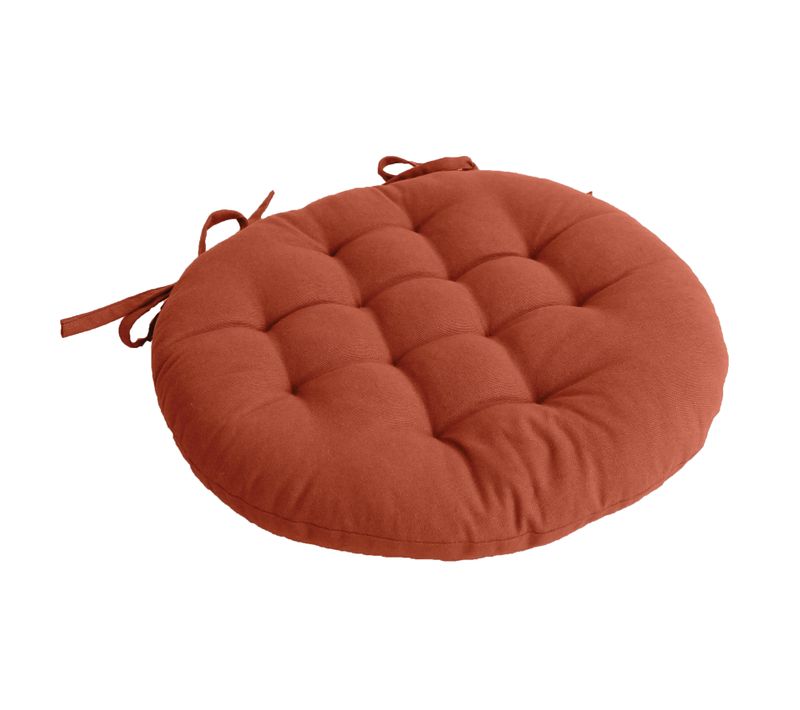 Galette De Chaise Piquée Et Ronde - 38x38 Cm - Terracotta