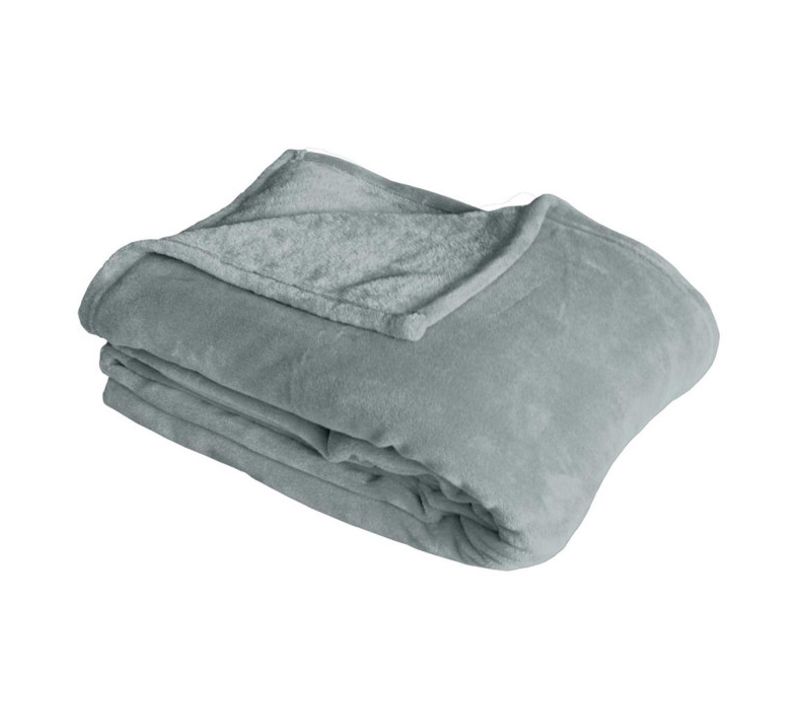 Plaid Polaire XL Uni "coral Fleece" 180x220cm Gris Clair