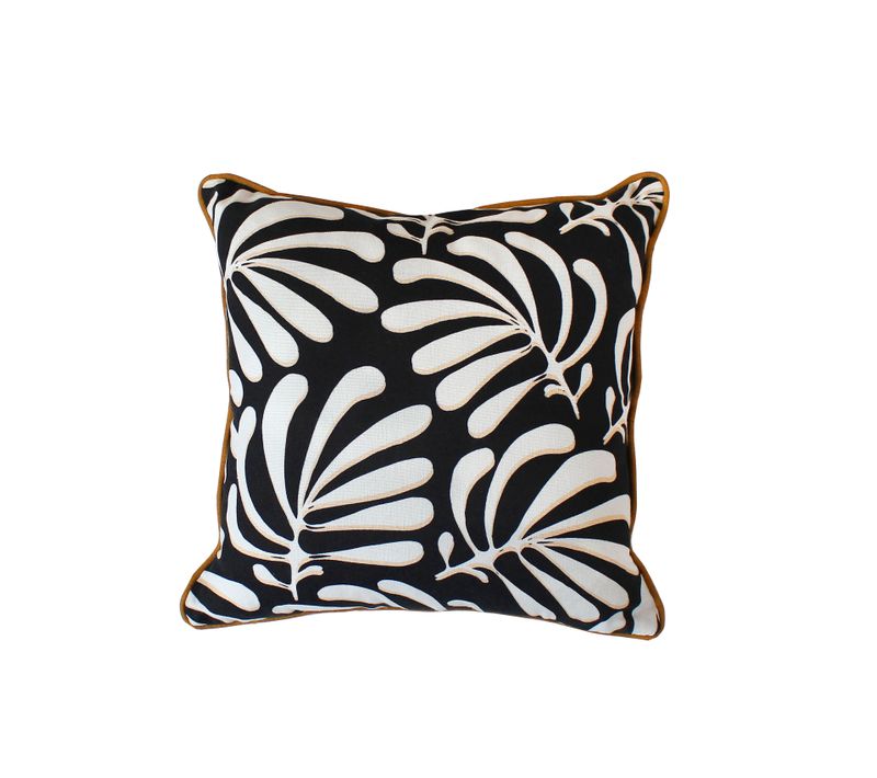 Coussin Carré Déhoussable Design Abstrait - 40x40 Cm - Noir