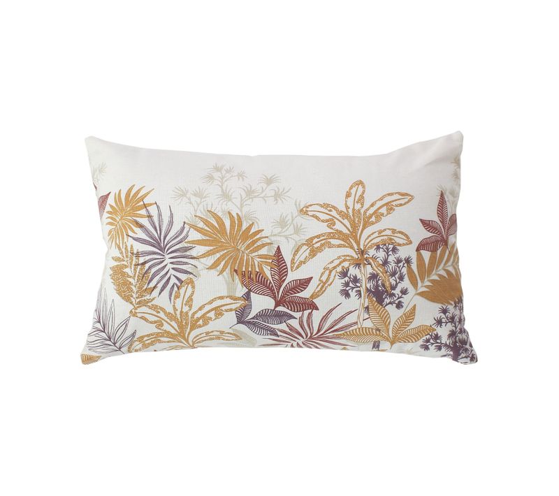 Coussin Canapé Déhoussable Motif Végétal Coloré - 30x50 Cm - Multicolore