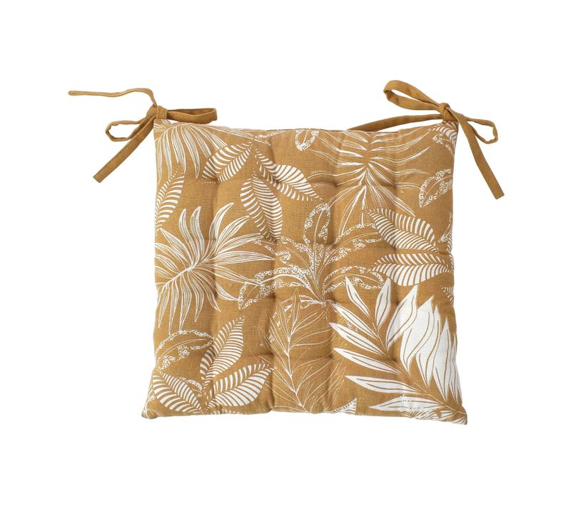 Galette De Chaise Motif Végétal - 38x38 Cm - Beige