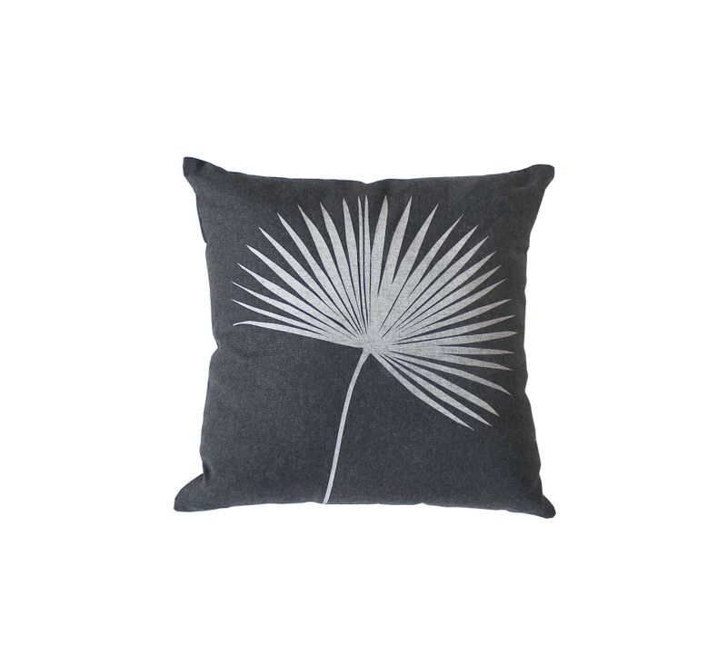 Coussin Carré Feuille De Palmier - 40x40 Cm - Gris Foncé