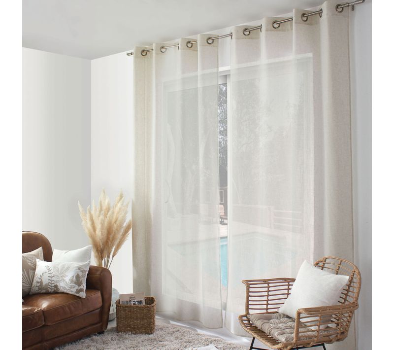 Rideau à Oeillets Naturel - Effet Lin - 140x240 Cm - Ecru