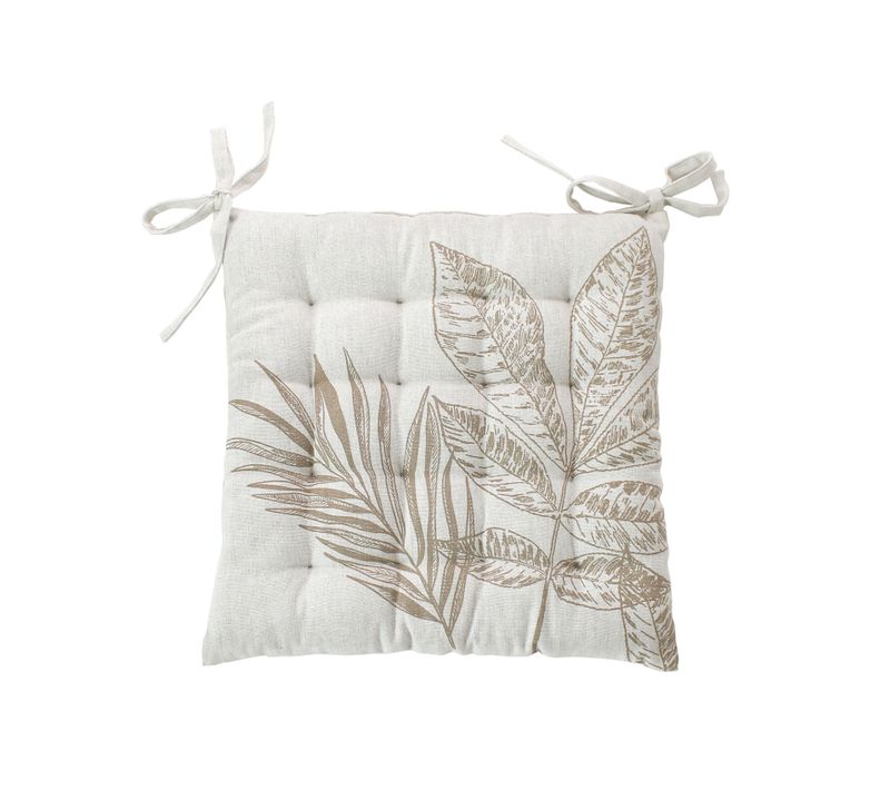 Galette De Chaise Piquée Motif Nature - 38x38 Cm - Ecru