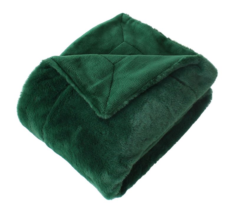 Plaid - Effet Fourrure Double Face Flanelle - 125x150 Cm - Vert