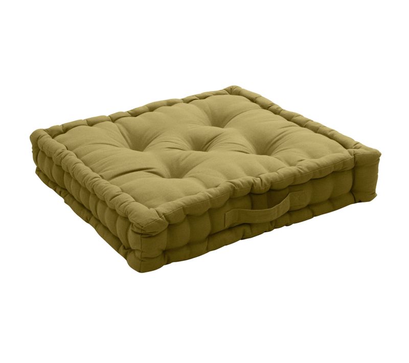 Coussin De Sol Uni En Pur Coton - 50x50x10 Cm - Bronze