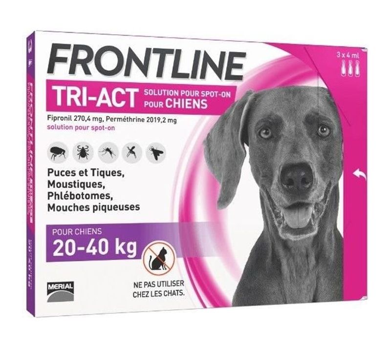 3 Pipettes Tri-act - Pour Chien De 20 à 40 Kg