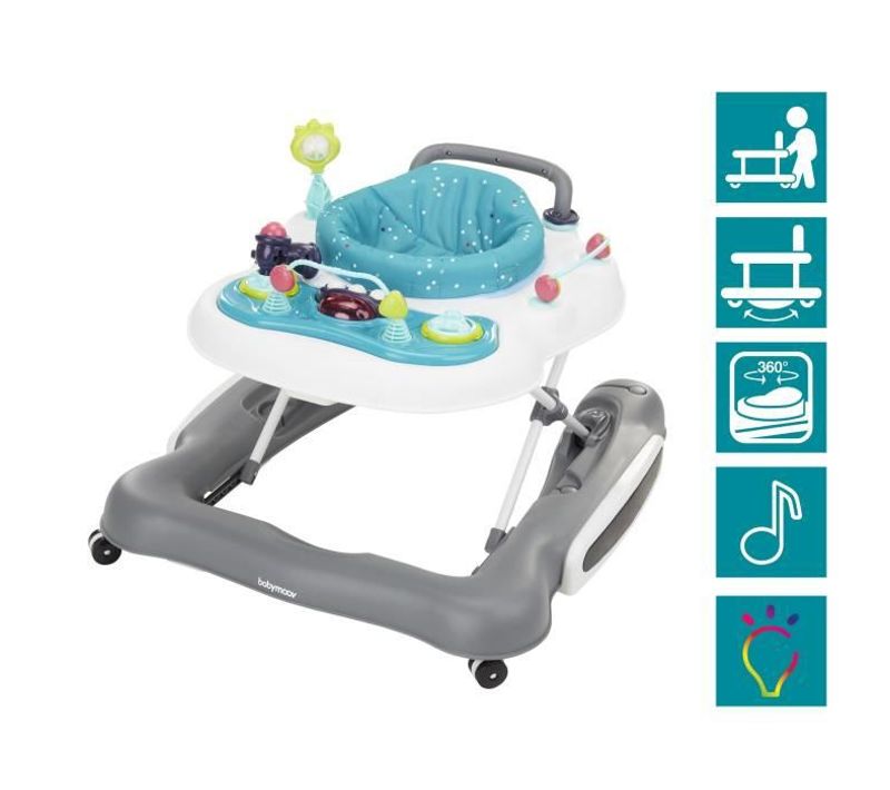 Trotteur 5 En 1 Sons Et Lumières 4 Roues Avec Freins