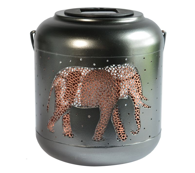 Lanterne Métal Solaire Jungle 18cm