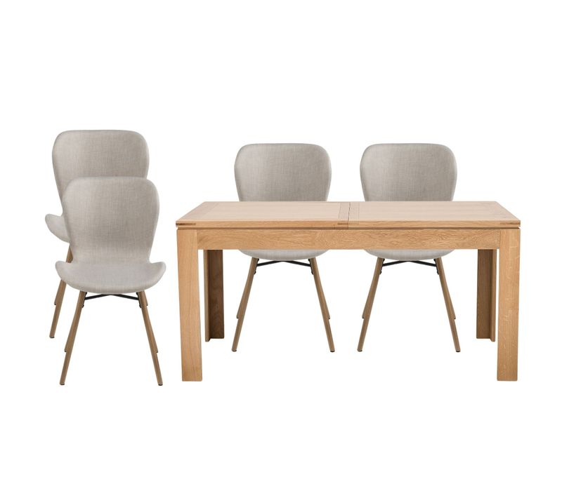 Table Rectangulaire à Rallonges L160/240 + 4 Chaises Tissu - Boston