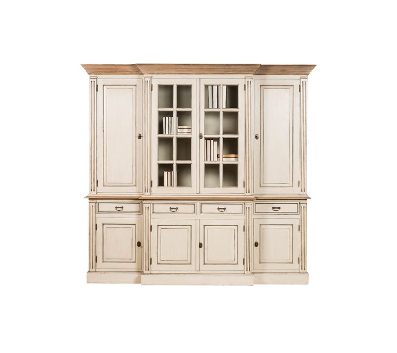 Buffet Vaisselier En Bois Exotique Patiné 4 Tiroirs 8 Portes - Capucine