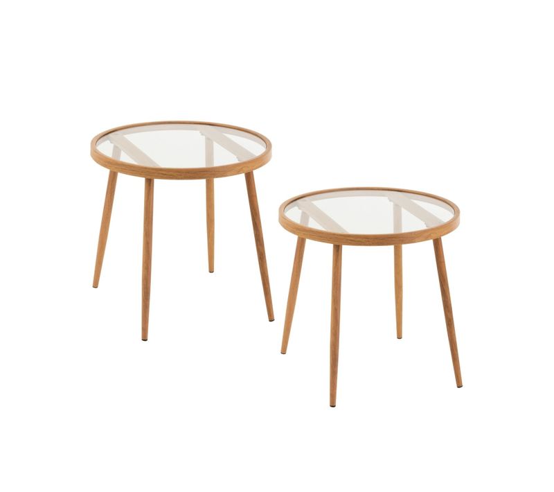 Table Basse Ronde En Métal Et Verre D50 (lot De 2) - Malaga