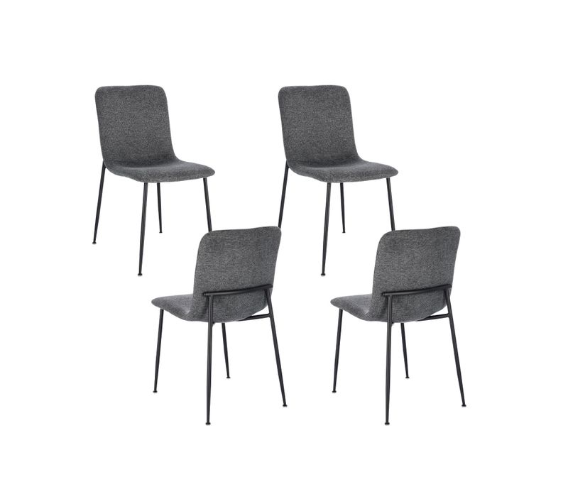 Chaises Design En Tissu Et Pieds En Métal Noir (lot De 4) - Breda