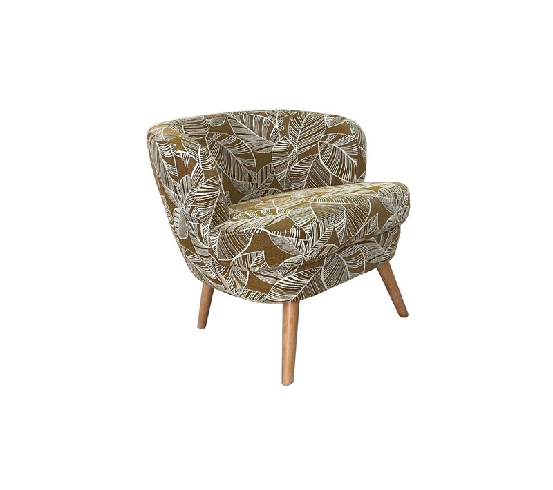 Fauteuil Rétro En Tissu Jacquard Motifs Floraux - Dagobert
