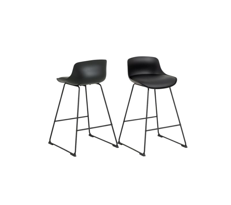 Tabourets De Bar Bas En Métal Et Simili (lot De 2) - Lilian