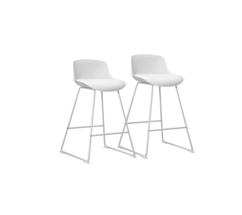 Tabourets De Bar Bas En Métal Et Simili (lot De 2) - Lilian