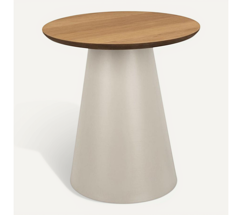 Bout De Canapé Rond En Bois Et Métal Grège D45 - Girolle