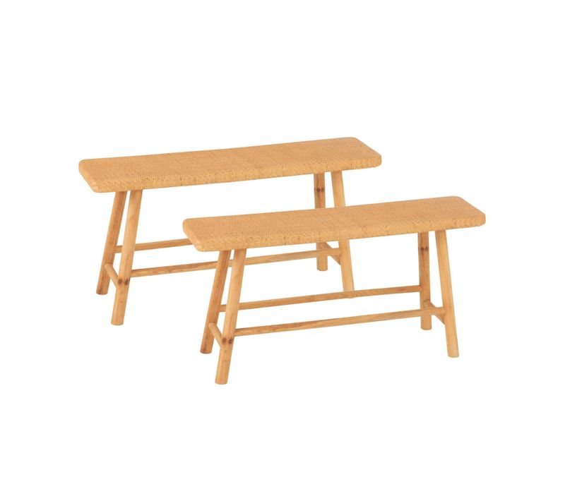 Bancs 2 Personnes En Pin Et Rotin Naturel L92 (lot De 2) - Laos