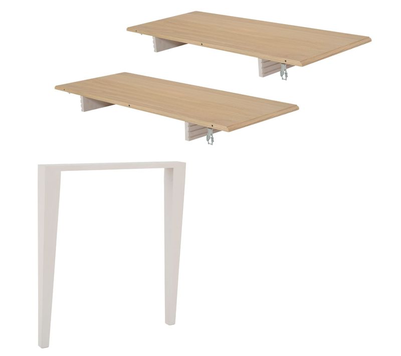 Lot De 2 Allonges Bois/grège Table Ronde D105 Pieds Fuseau - Victoria