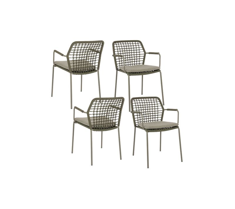 Chaises De Jardin à Accoudoirs Et Coussin (lot De 4) - Palma