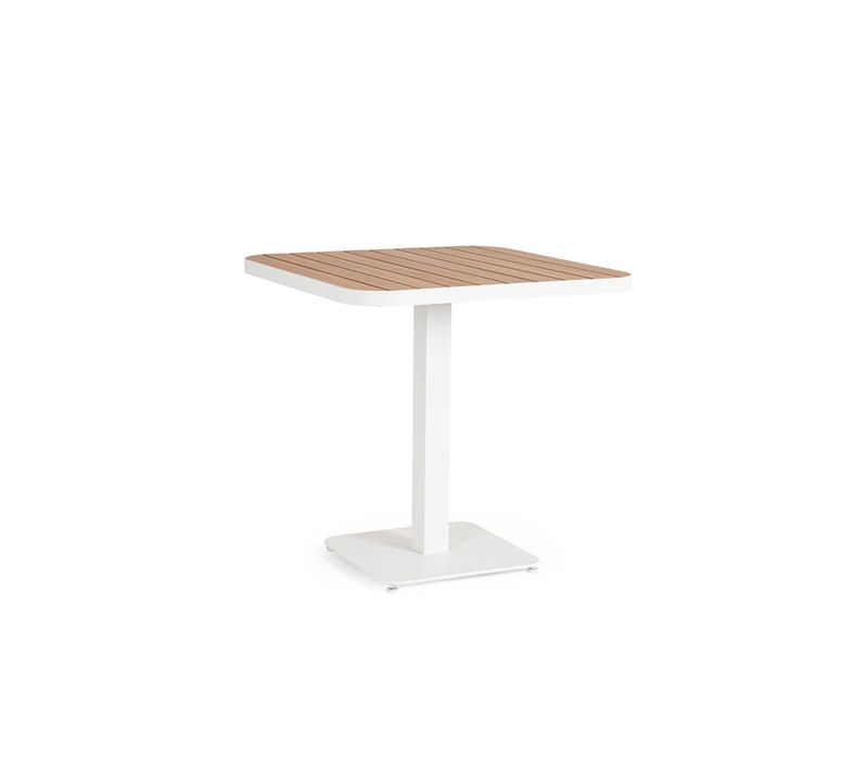 Table De Jardin Carrée En Métal Blanc L78 2 Personnes - Bavaro