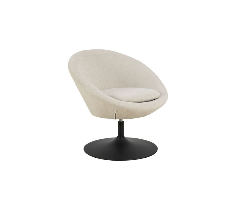 Fauteuil Rond Organique Pivotant En Tissu Beige - Nael