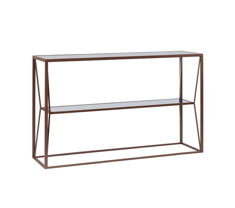 Console En Métal Marron Et Double Plateau En Verre L120 - Theia